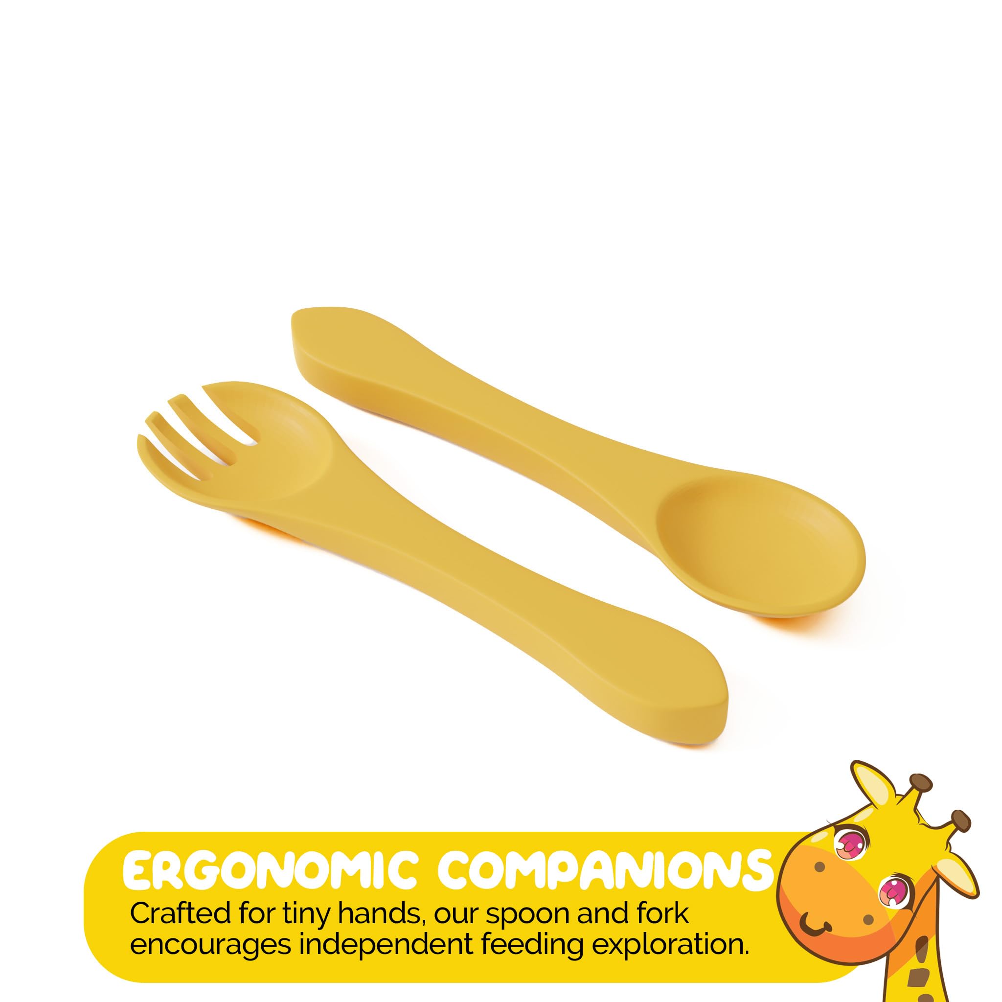 Set de alimentación de silicona por Muqee Peeko en amarillo - Imagen 9