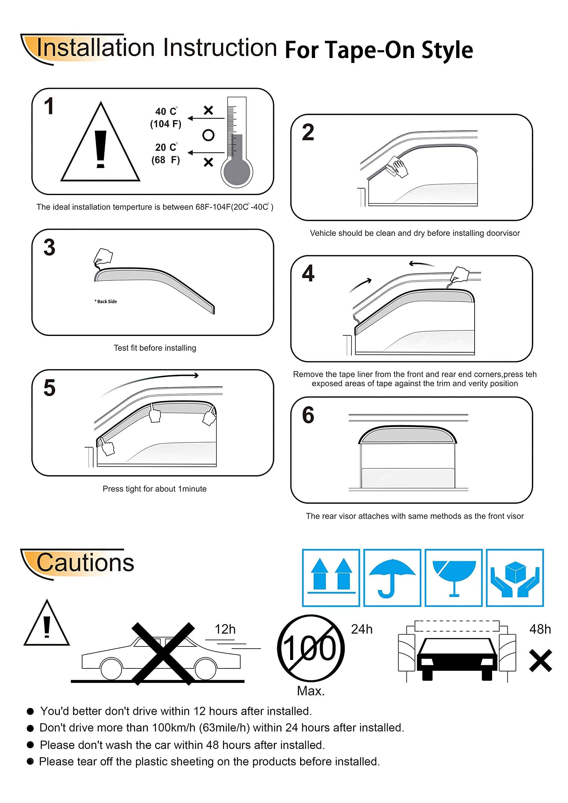 Kucaruce Sun Rain Guards Window Visors Wind Vent Deflector, - Imagen 7