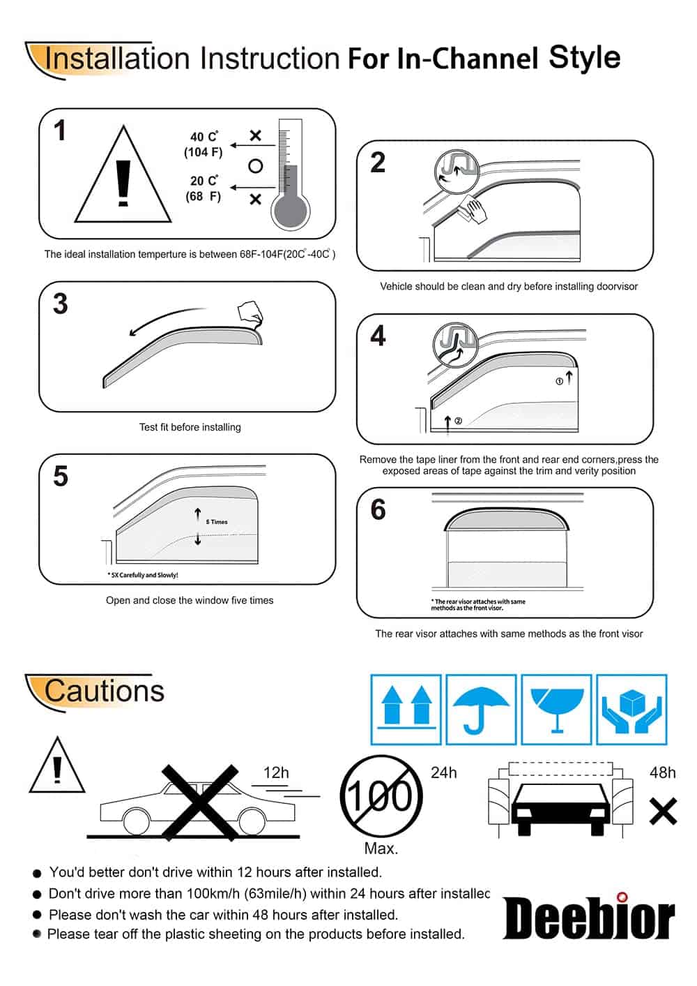 Deebior 4Pcs Deflector de Viento Lateral, Estilo En el - Imagen 7