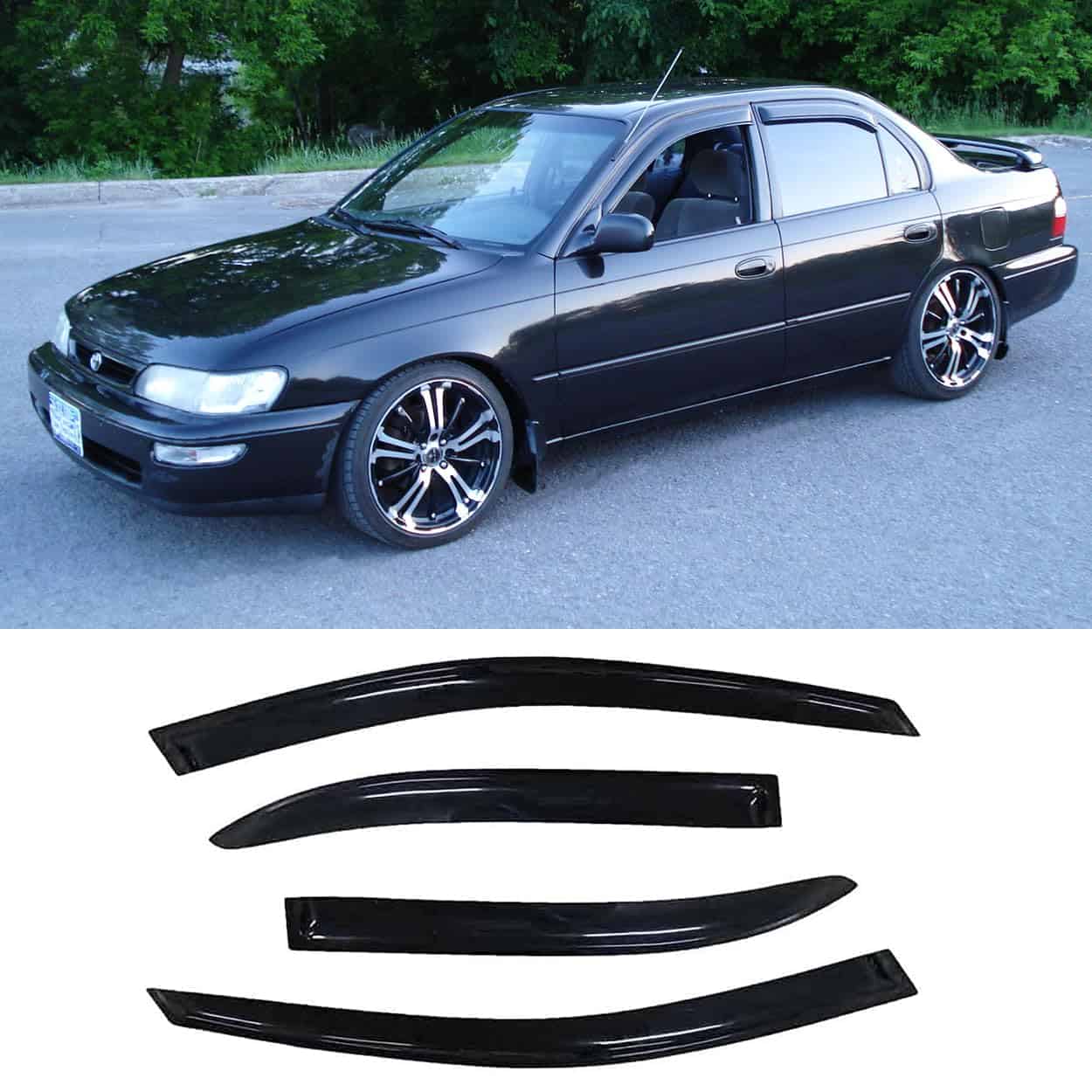 Kucaruce Sun Rain Guards Window Visors Wind Vent Deflector,