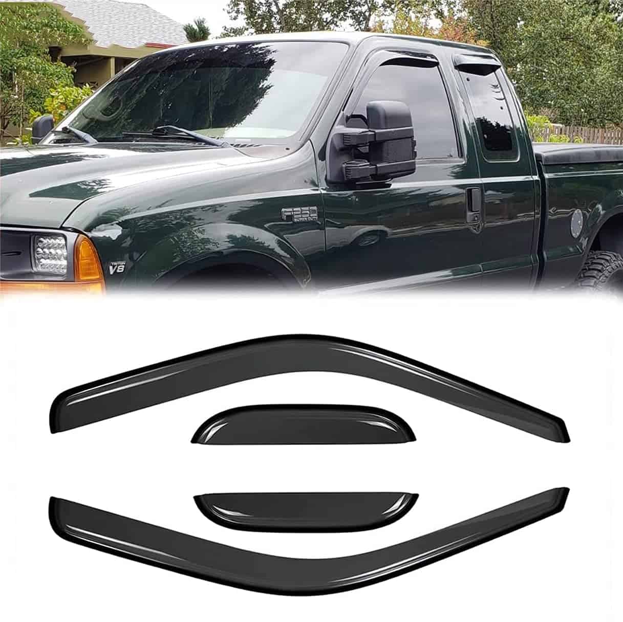 Kucaruce Sun Rain Guards Window Wind Deflector, Juego de 4