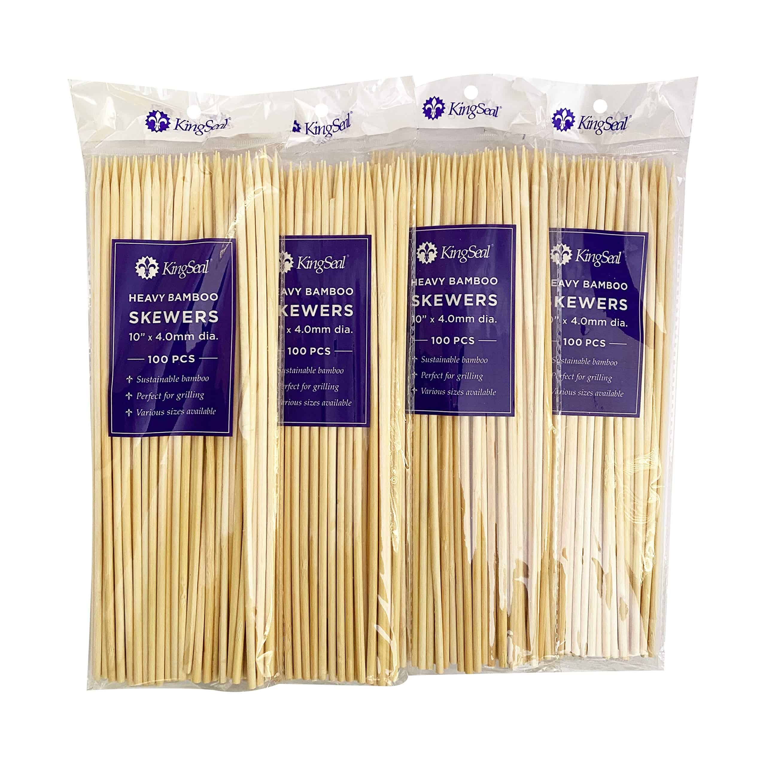 Brochetas Pesadas de Bambú Renovable KingSeal, Palitos para