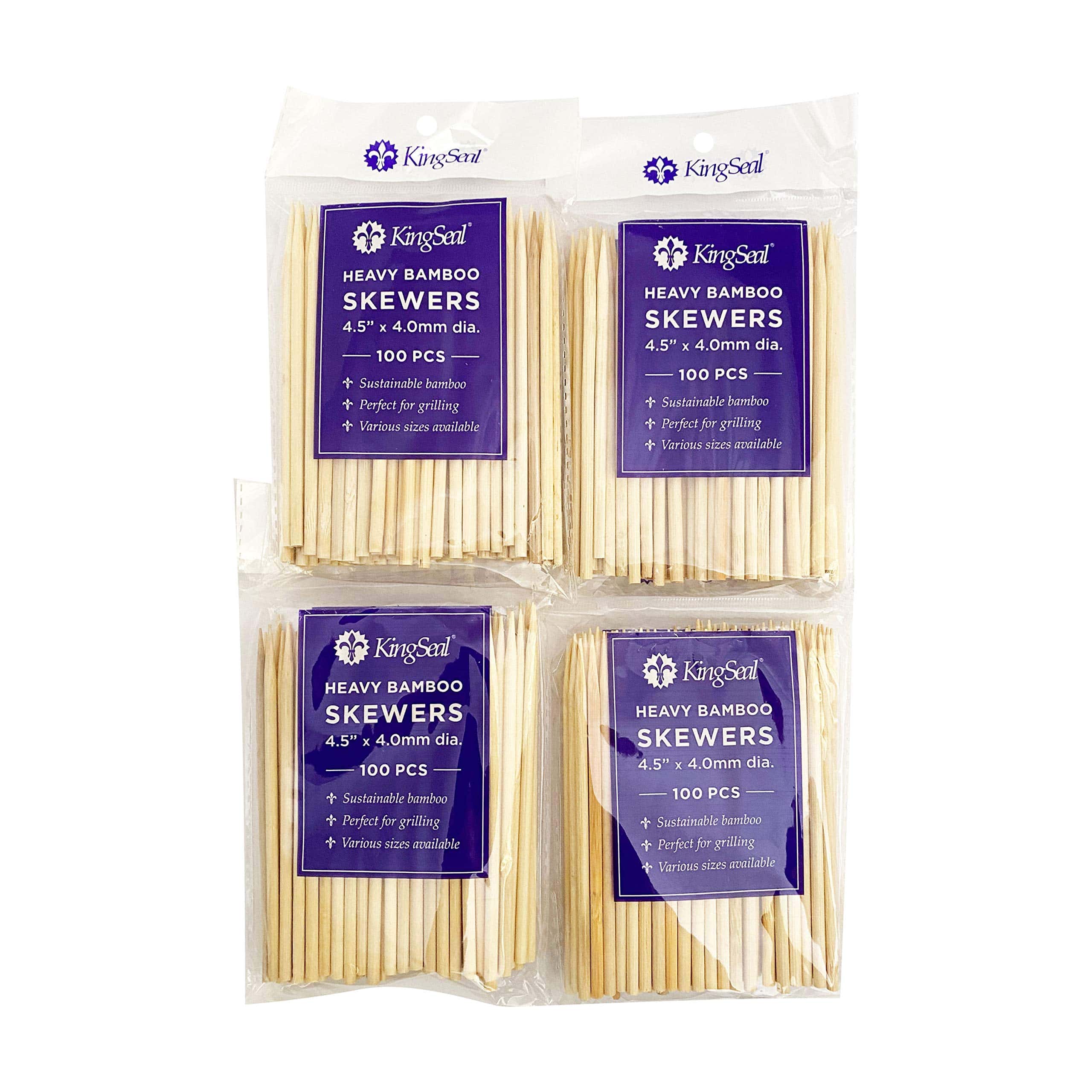 Brochetas de bambú renovables KingSeal, resistentes, 4,5