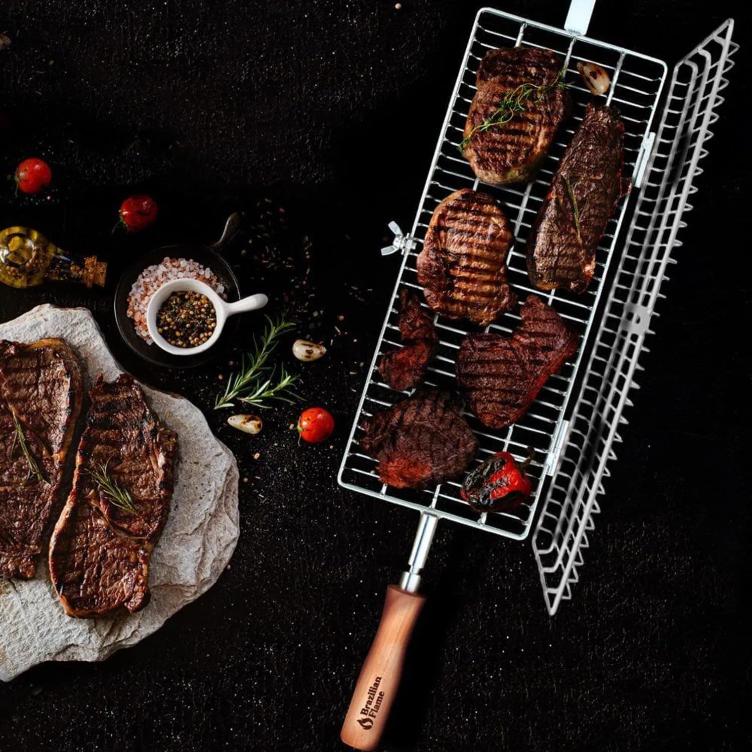 Cesta de Parrilla de Acero Inoxidable Brazilian Flame con - Imagen 4