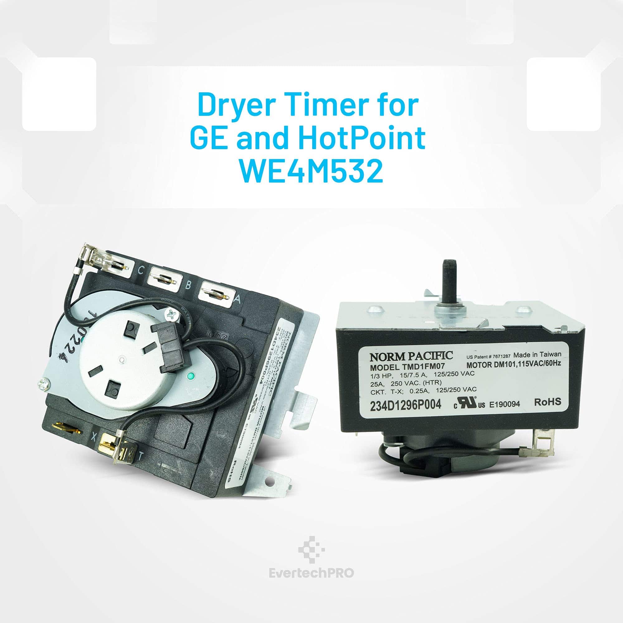 EvertechPRO WE4M532 Temporizador de Repuesto para Secadora - Imagen 4