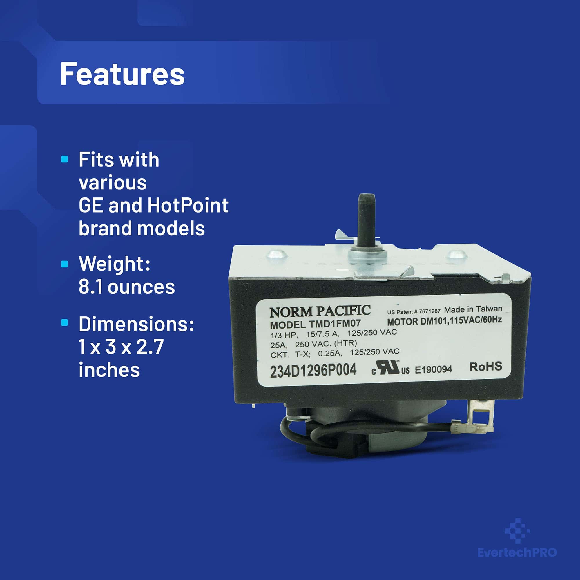 EvertechPRO WE4M532 Temporizador de Repuesto para Secadora - Imagen 5