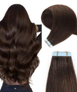 YILITE Extensiones de Cabello con Cinta Marrón Pelo Humano,