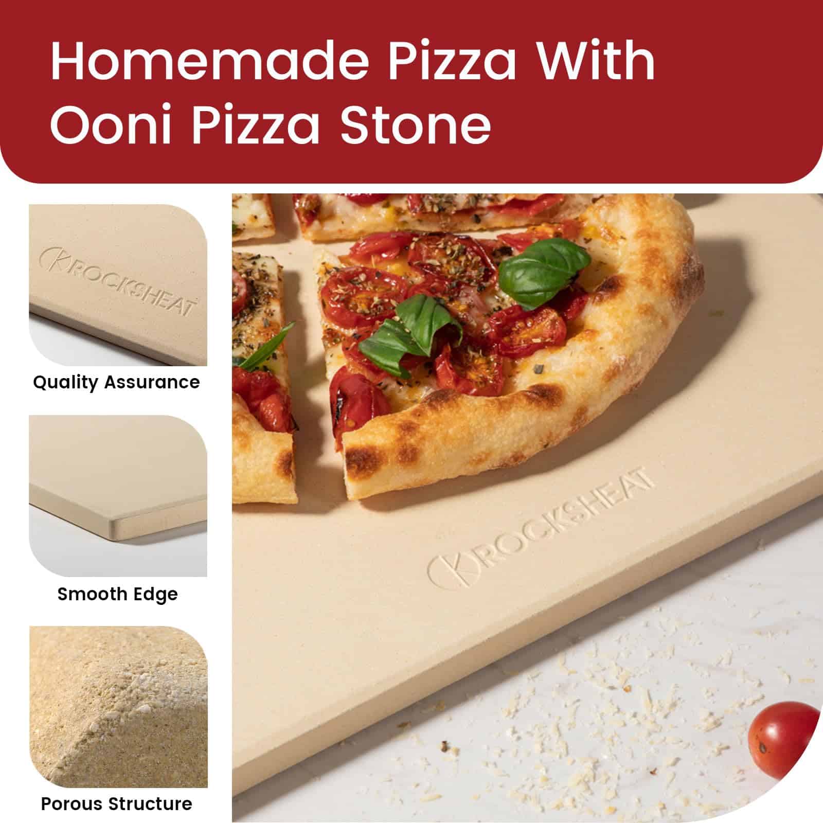 Piedra para hornear pizza de cordierita cuadrada de 13.2" x - Imagen 6