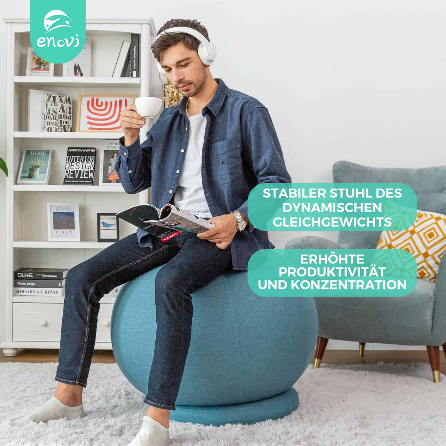 Silla de Yoga ENOVI ProBalance Deepspace Grey, 65cm - Imagen 4