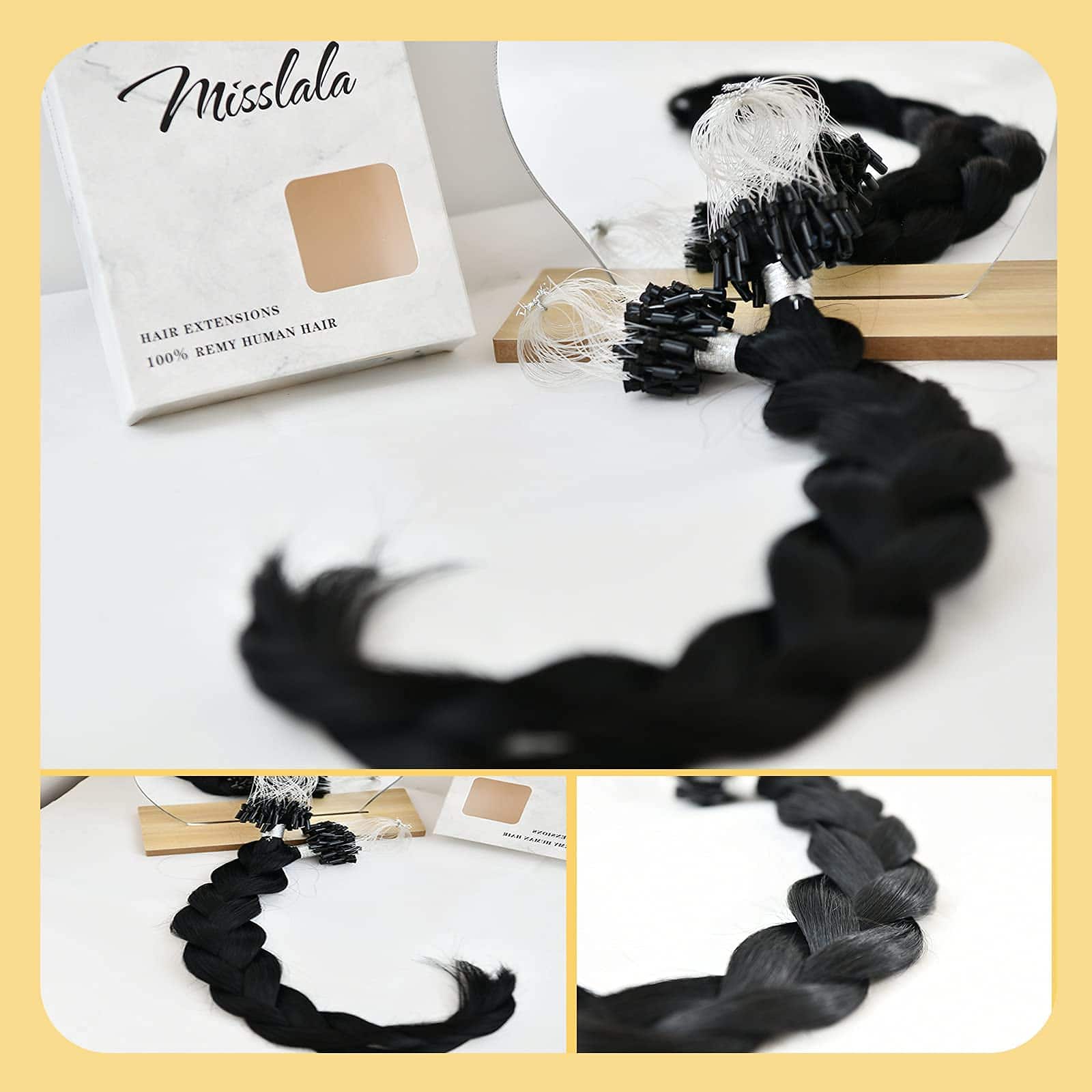 Misslala Extensiones de Cabello Microlink de 16 Pulgadas - - Imagen 9