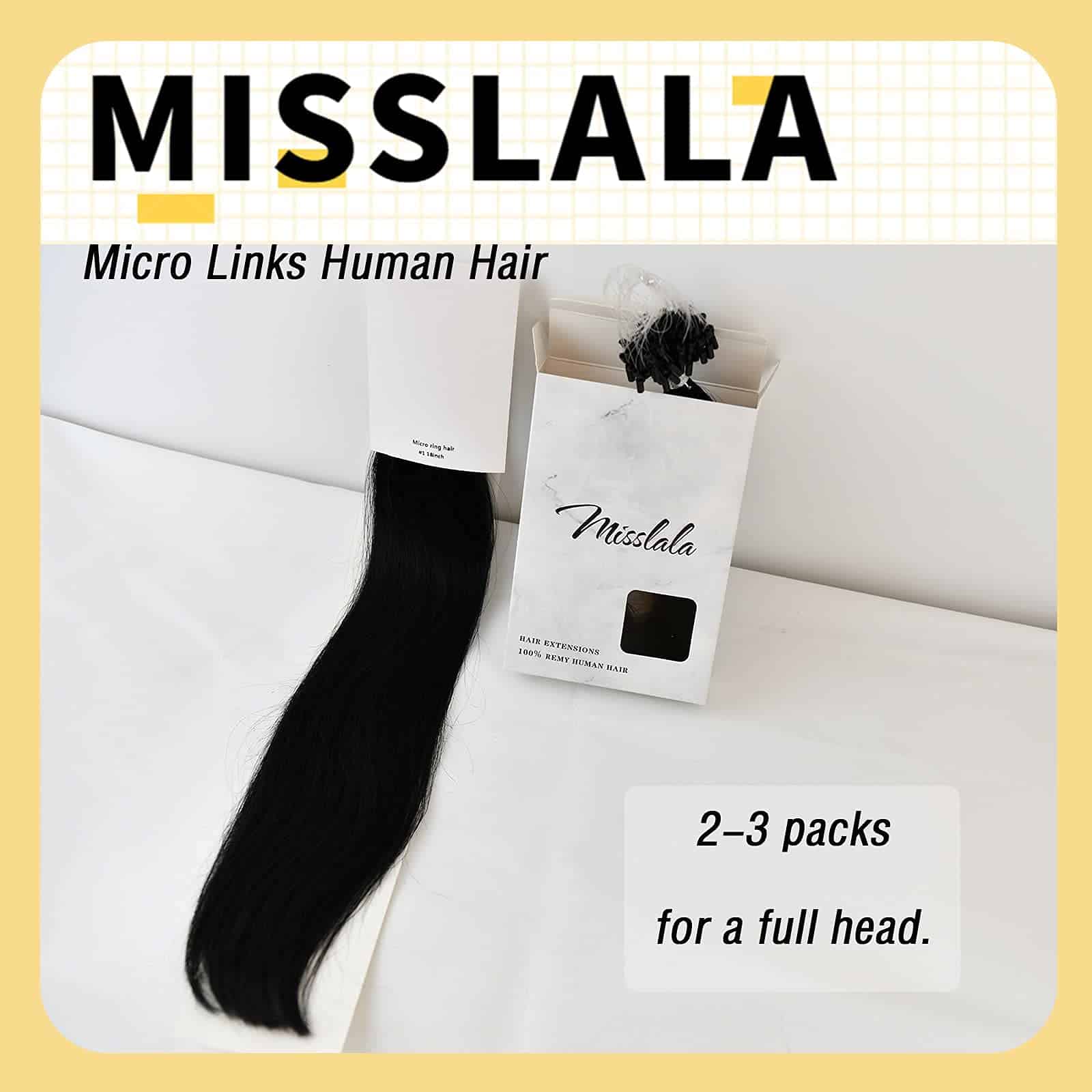 Misslala Extensiones de Cabello Microlink de 16 Pulgadas - - Imagen 10