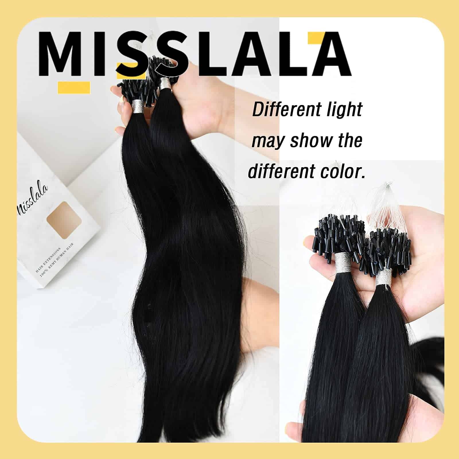 Misslala Extensiones de Cabello Microlink de 16 Pulgadas - - Imagen 7