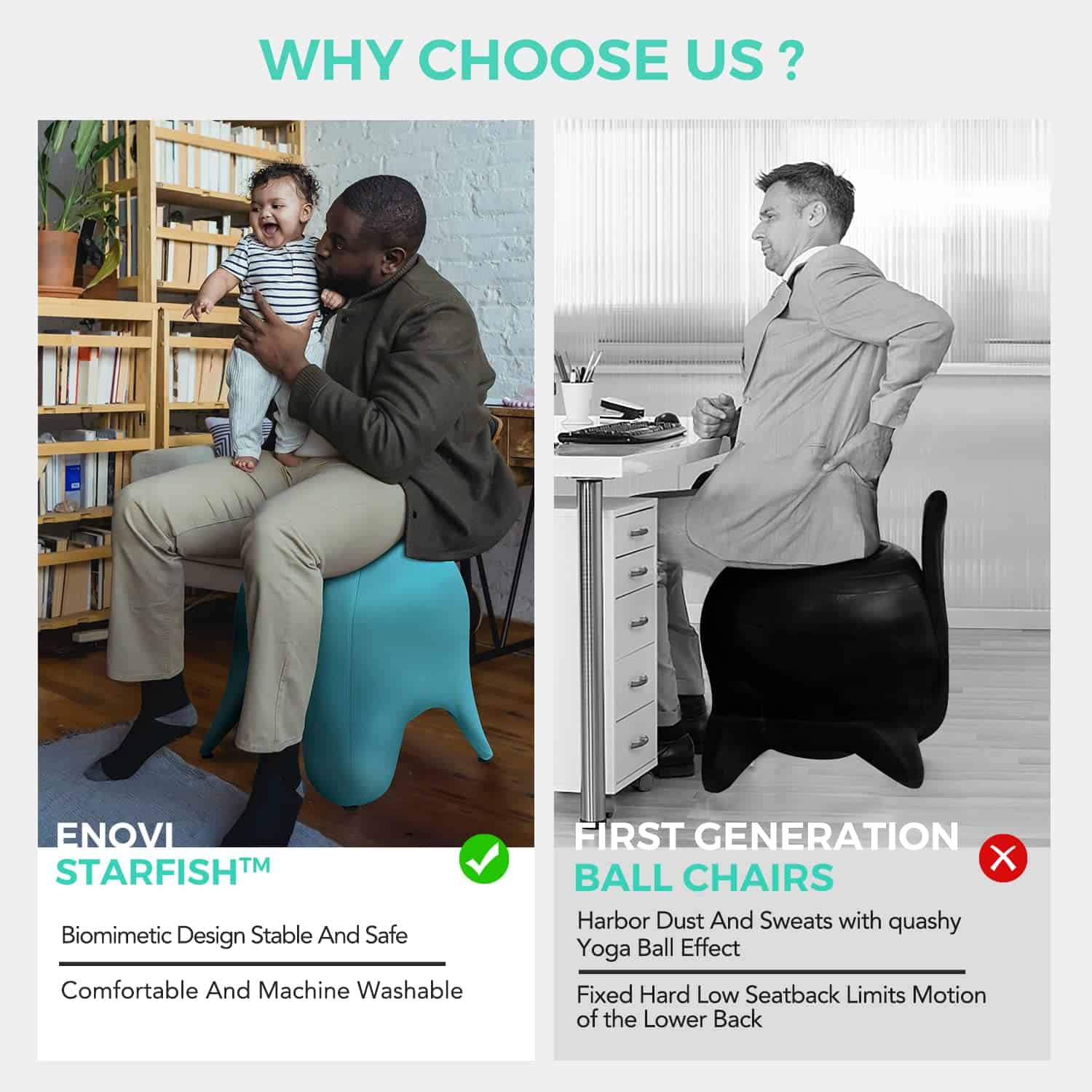 Silla de bola de yoga ENOVI Estrella de mar, diseño - Imagen 6