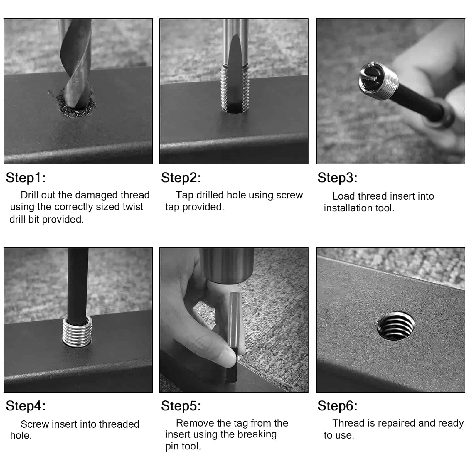 Kit de Reparación de Roscas TAILUG, Kit Métrico de Helicoil - Imagen 8