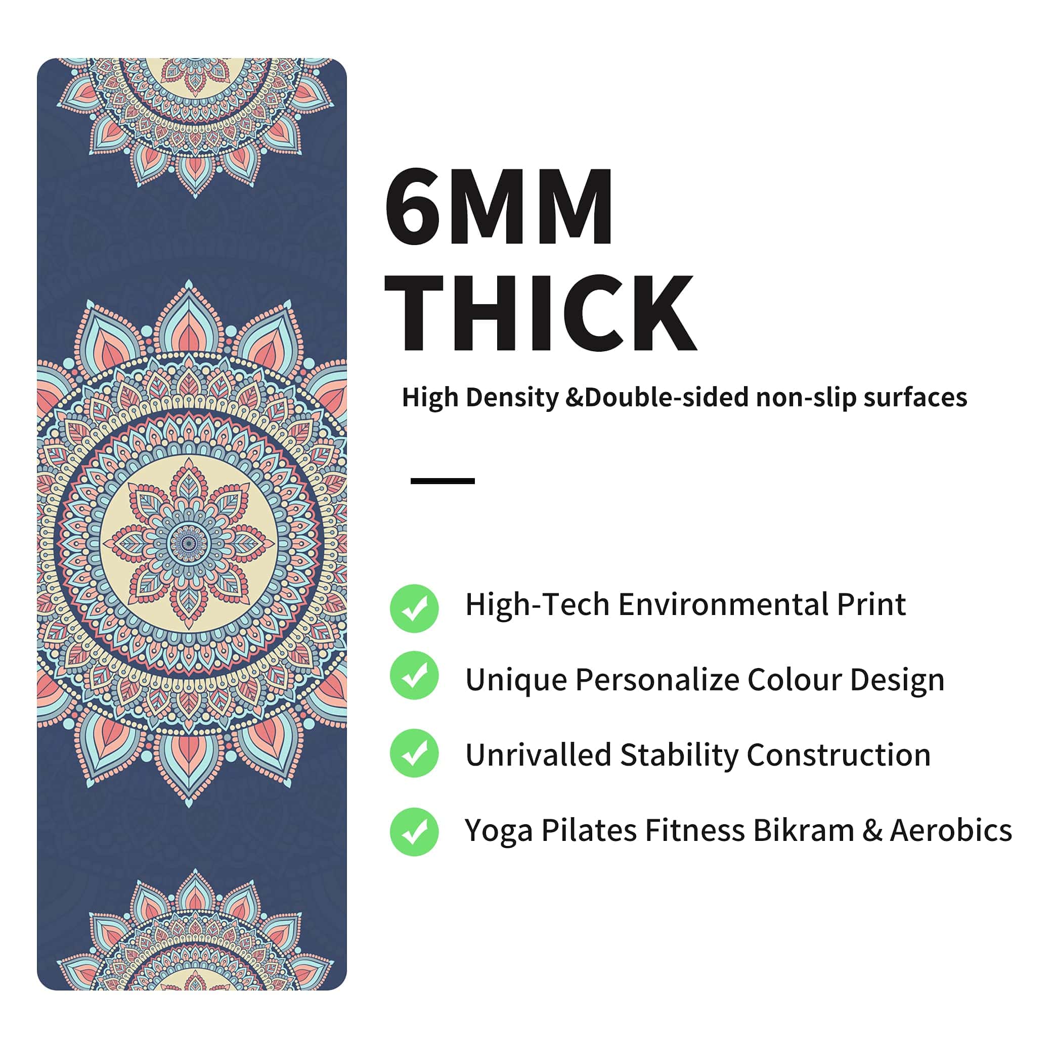 Tapete de Yoga Estampado nuveti Extra Grueso TPE -Lotus - Imagen 5