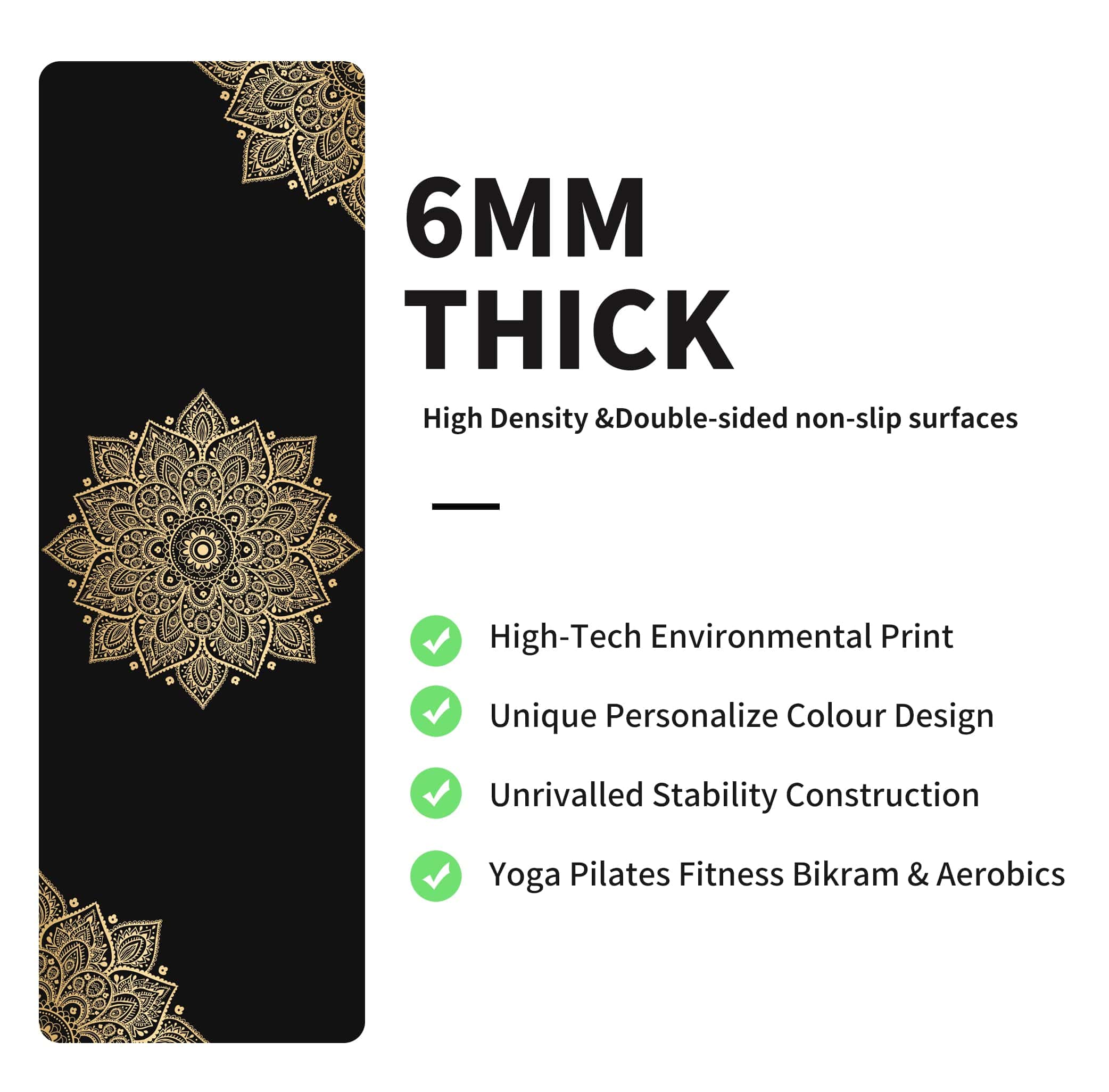 Tapete de Yoga Estampado Extra Grueso TPE -Flor-B - Imagen 5