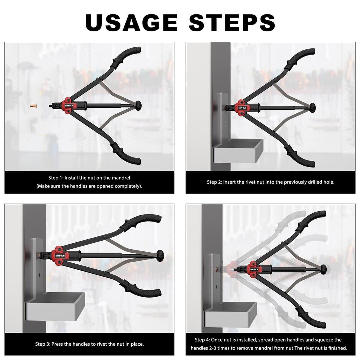Herramienta de remache de 17" WETOLS, Kit de herramientas - Imagen 6