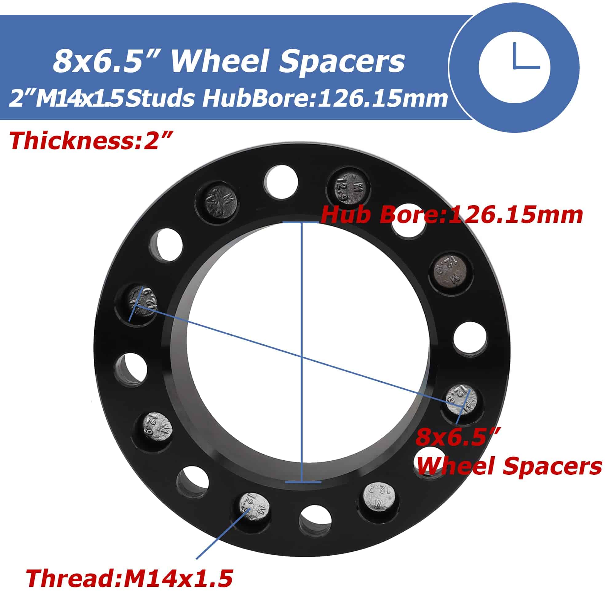 EZISOE 2pcs 8x6.5 Espaciadores de Rueda de Repuesto para - Imagen 3