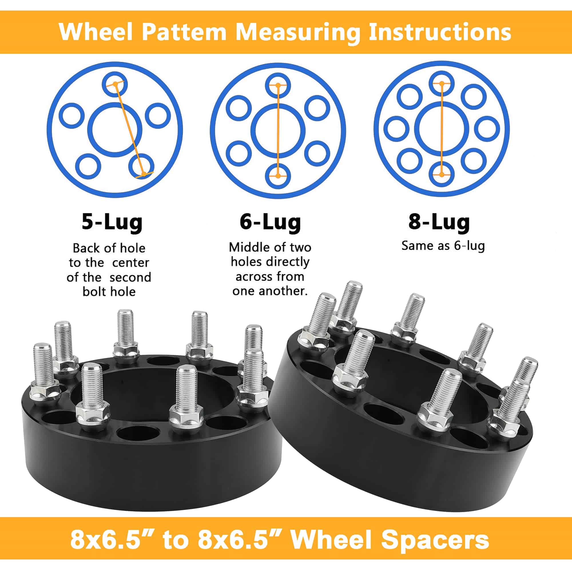 EZISOE 2pcs 8x6.5 Espaciadores de Rueda de Repuesto para - Imagen 7