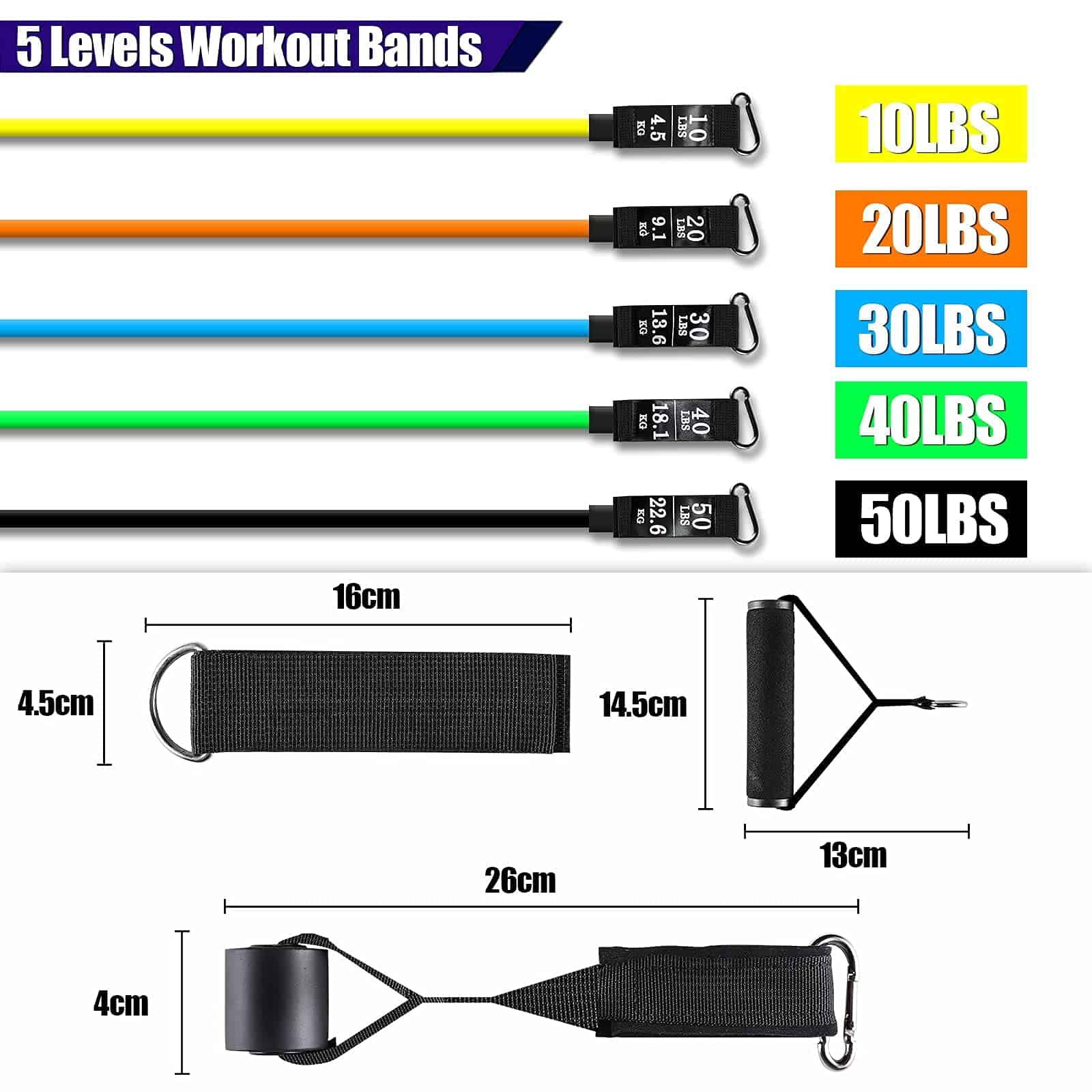 Set de Bandas de Resistencia con Mangos Grandes, Bandas de - Imagen 3