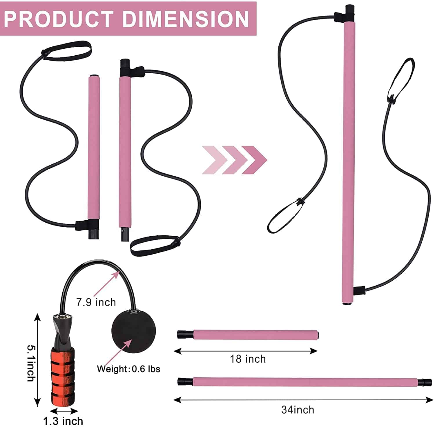 Maxwealth Cordless Jump Rope con Barra de Pilates y Bandas - Imagen 7