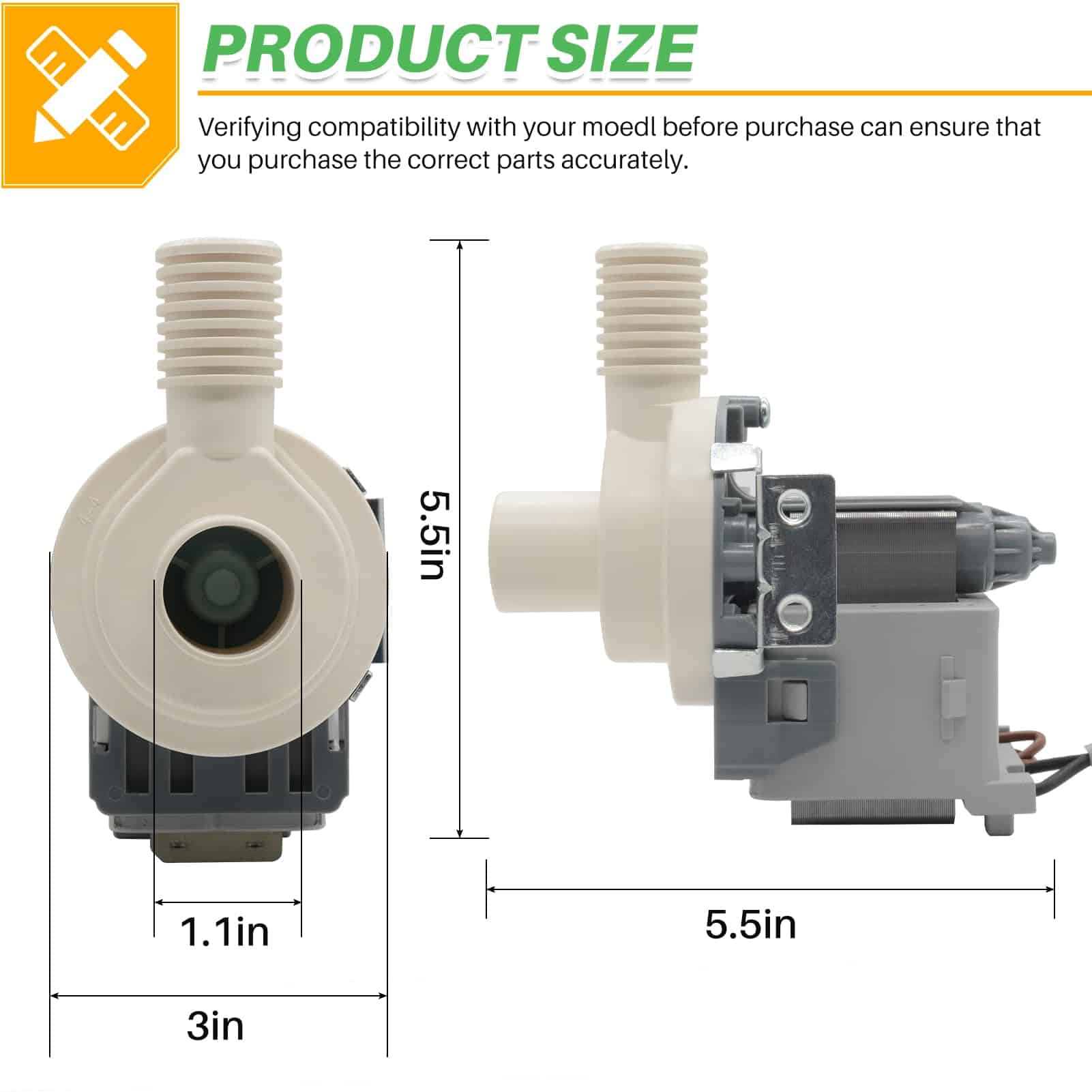 Tauuio W10906604 Bomba de Agua de Lavadora Compatible con - Imagen 5