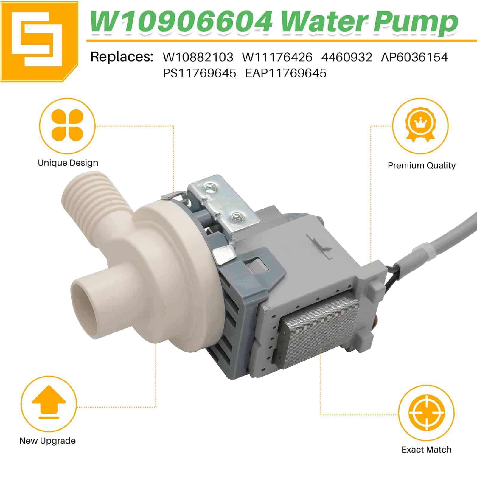 Tauuio W10906604 Bomba de Agua de Lavadora Compatible con - Imagen 4