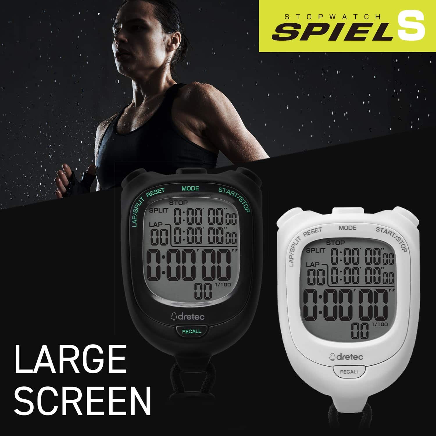 Cronómetro dretec con pantalla grande, fácil de leer, - Imagen 3
