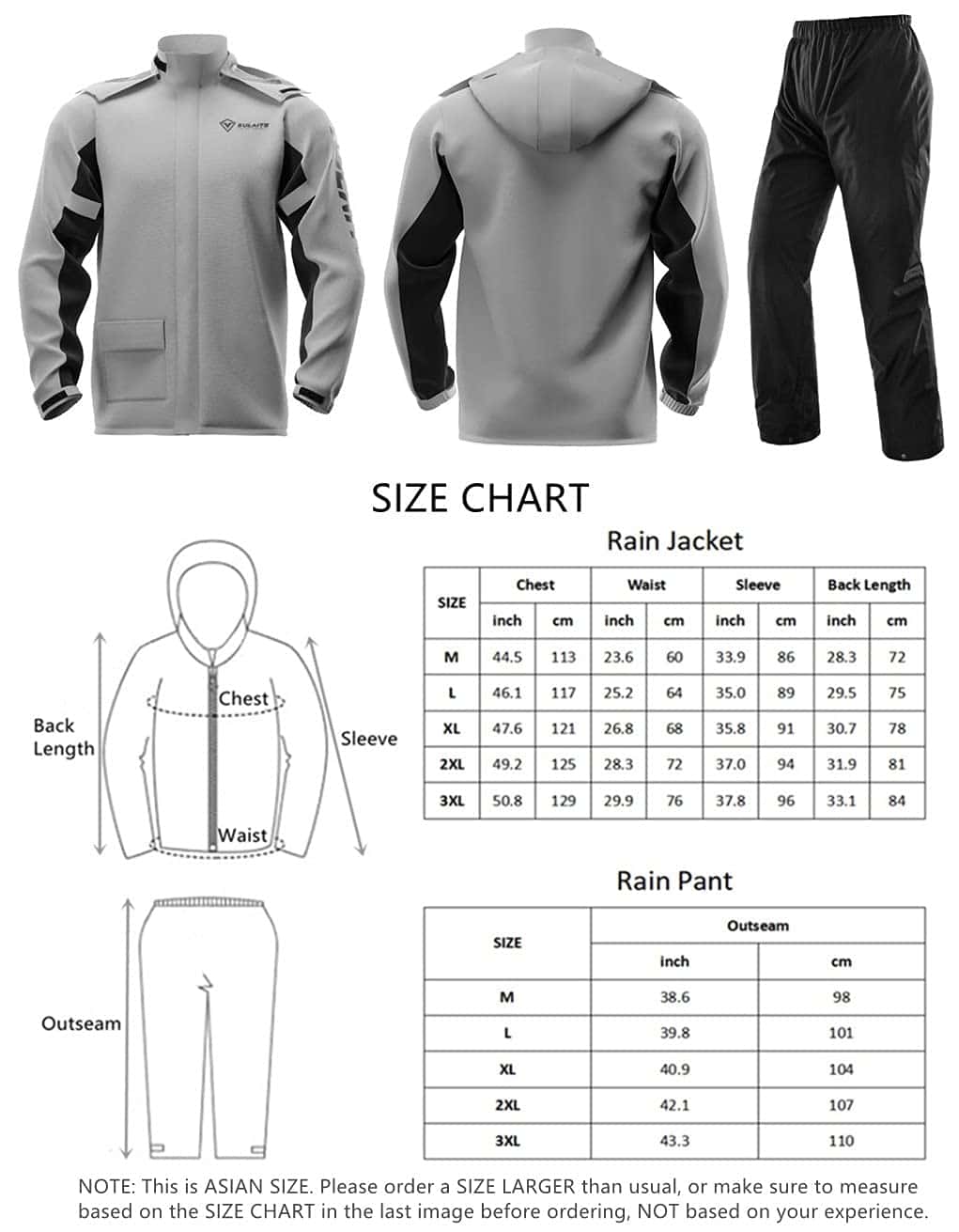 Conjunto de 2 piezas de ropa de lluvia para moto con - Imagen 8