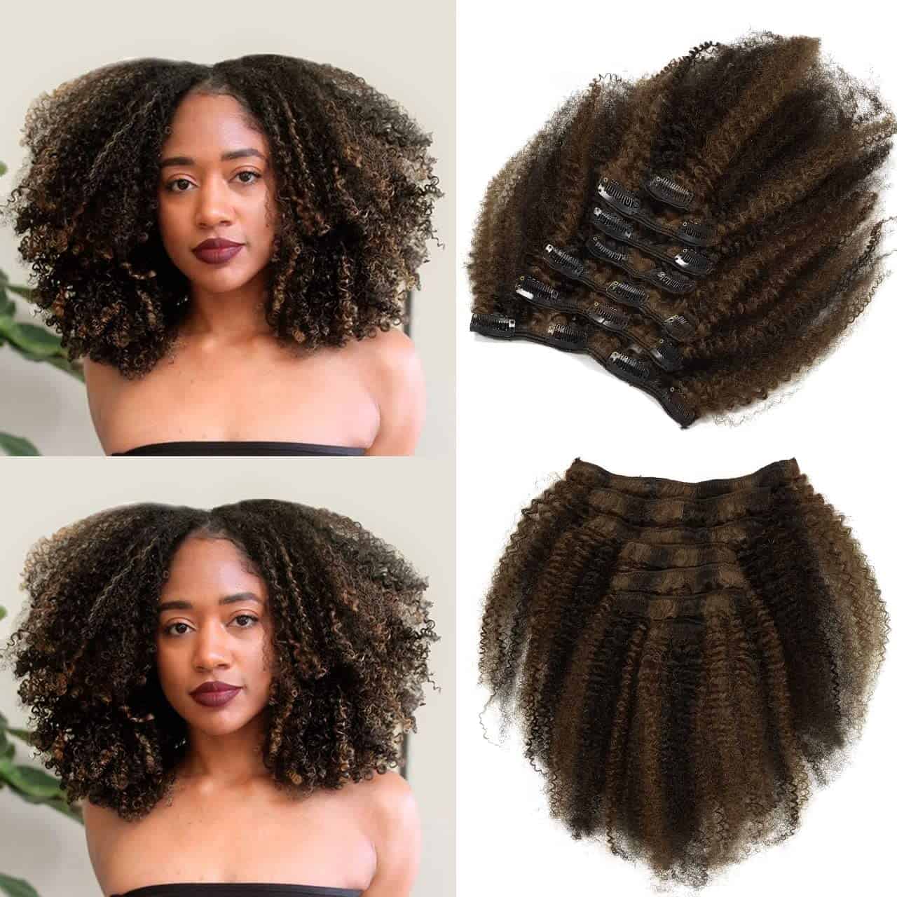 Anrosa Afro Rizado Curly Clip ins para Mujeres Negras Piano