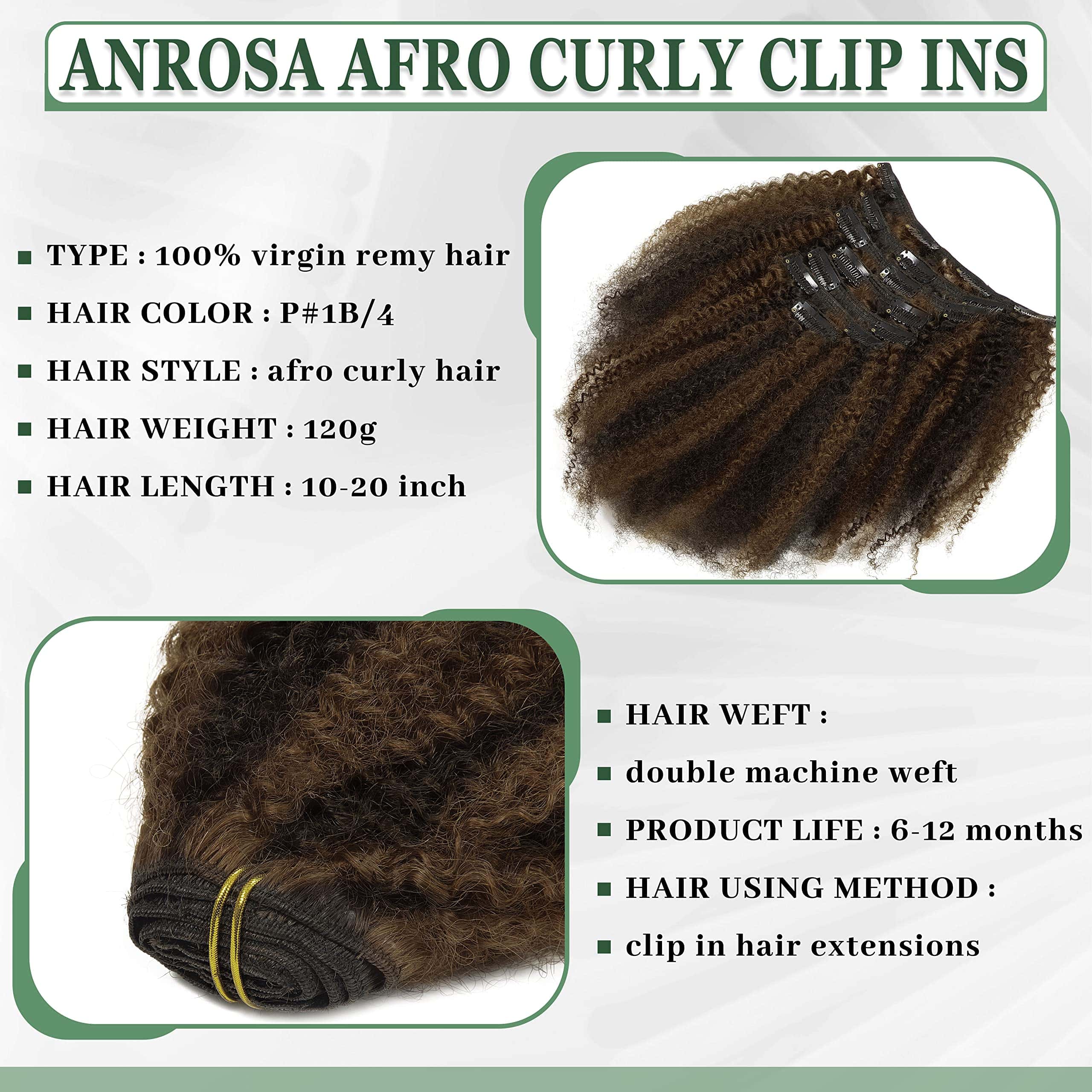 Anrosa Afro Rizado Curly Clip ins para Mujeres Negras Piano - Imagen 3