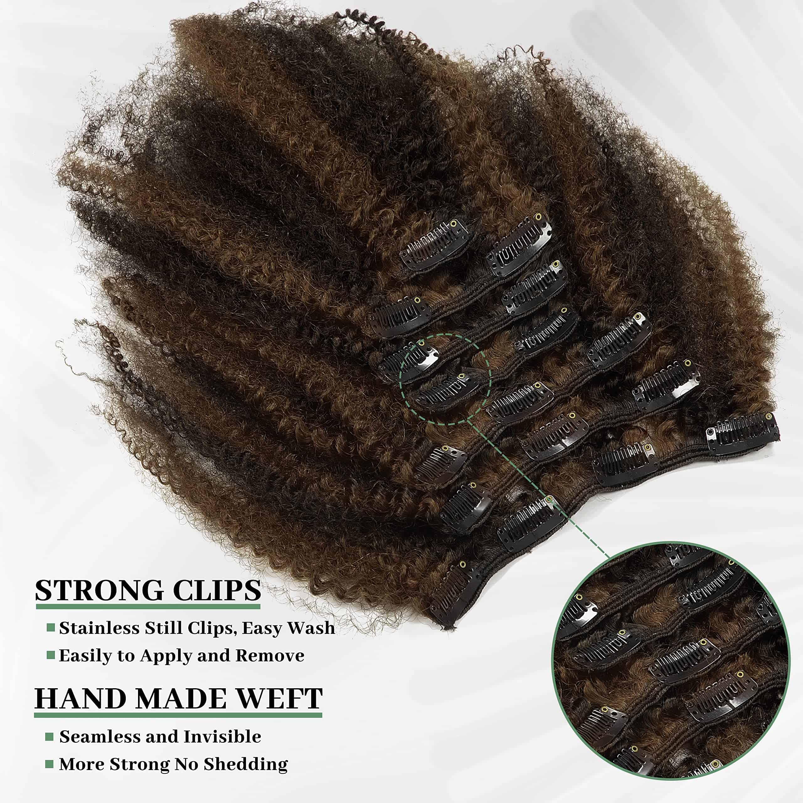Anrosa Afro Rizado Curly Clip ins para Mujeres Negras Piano - Imagen 6