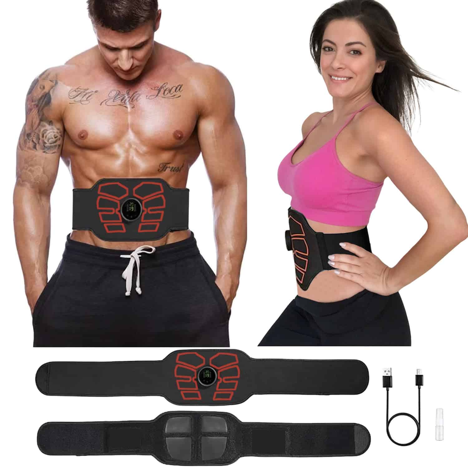 eAnjoy EMS Estimulador Muscular, Cinturón Tóner Abdominal,