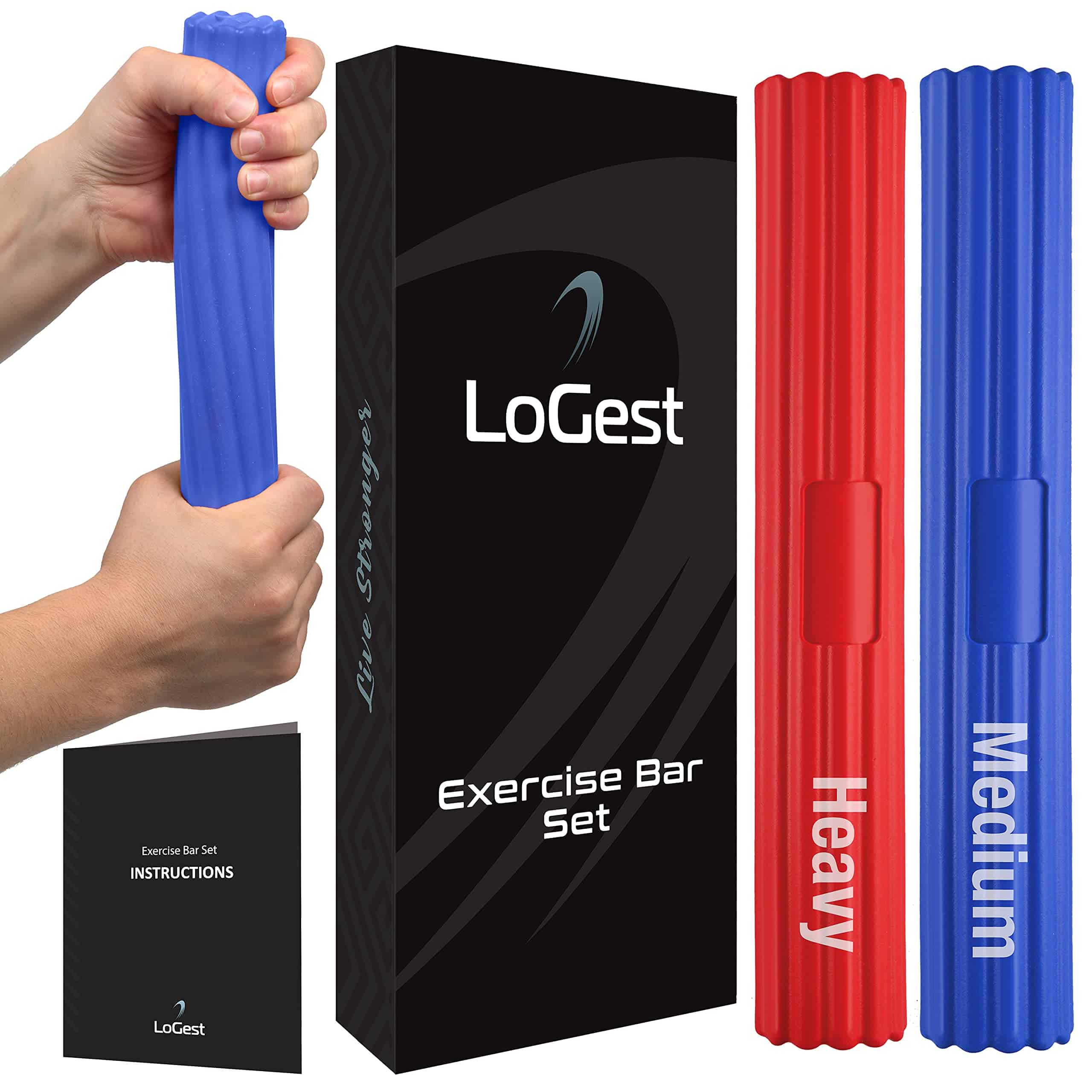 Logest 2 Pack Twist Hand Exerciser Bars - Flexible Bar Arm