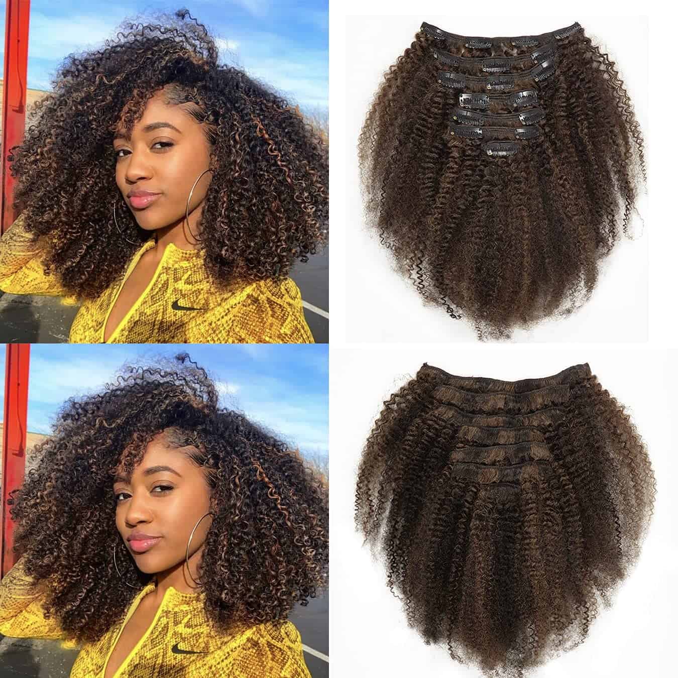 Loxxy Afro Kinky Curly Clip Ins Extensiones de Cabello