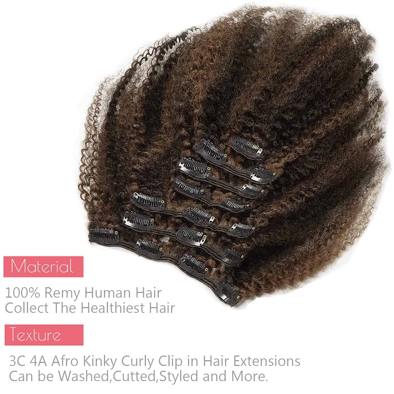 Loxxy Afro Kinky Curly Clip Ins Extensiones de Cabello - Imagen 5