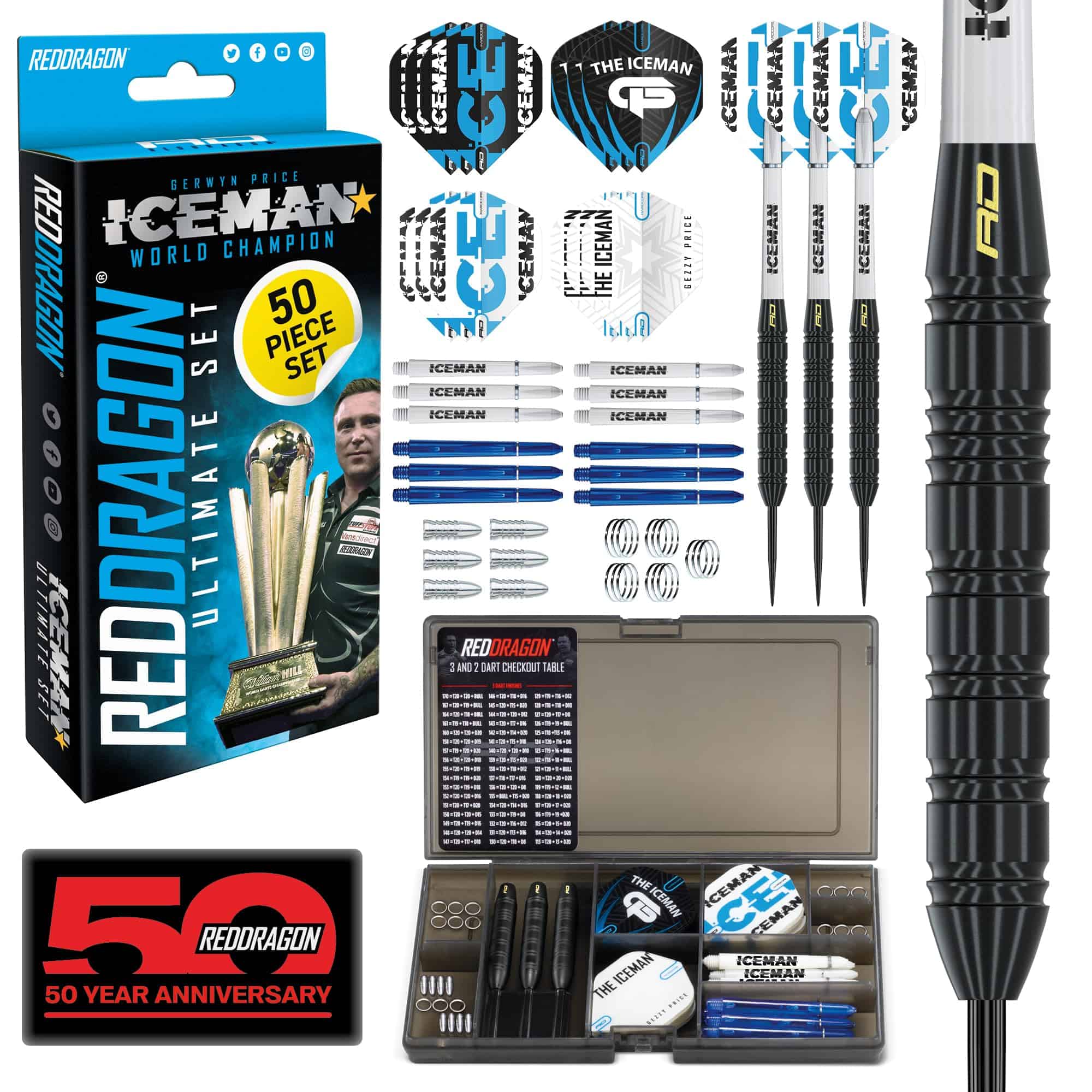 Set de Dardos RED DRAGON Gerwyn Price Iceman Ultimate de 50