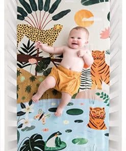 Sábana Ajustable de Cuna de Algodón Sateen al 100% de