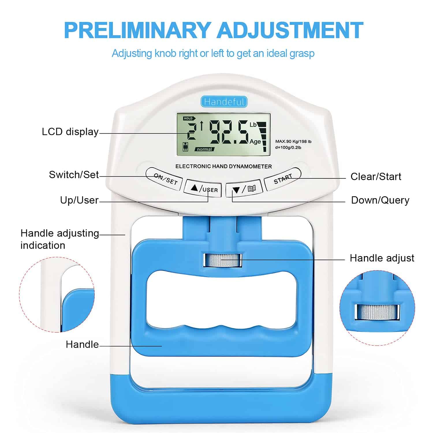 Probador y entrenador de fuerza de agarre - Dinamómetro - Imagen 9