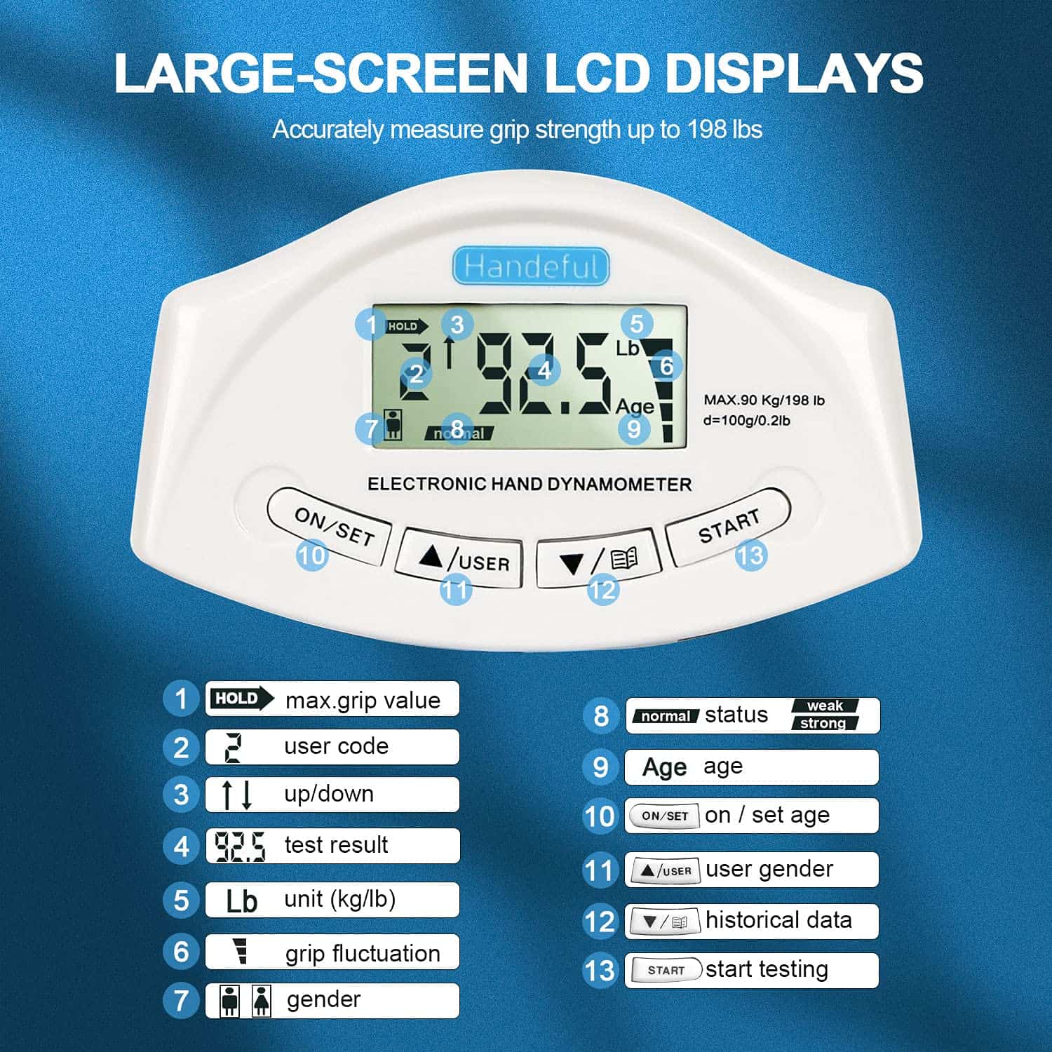 Probador y entrenador de fuerza de agarre - Dinamómetro - Imagen 6