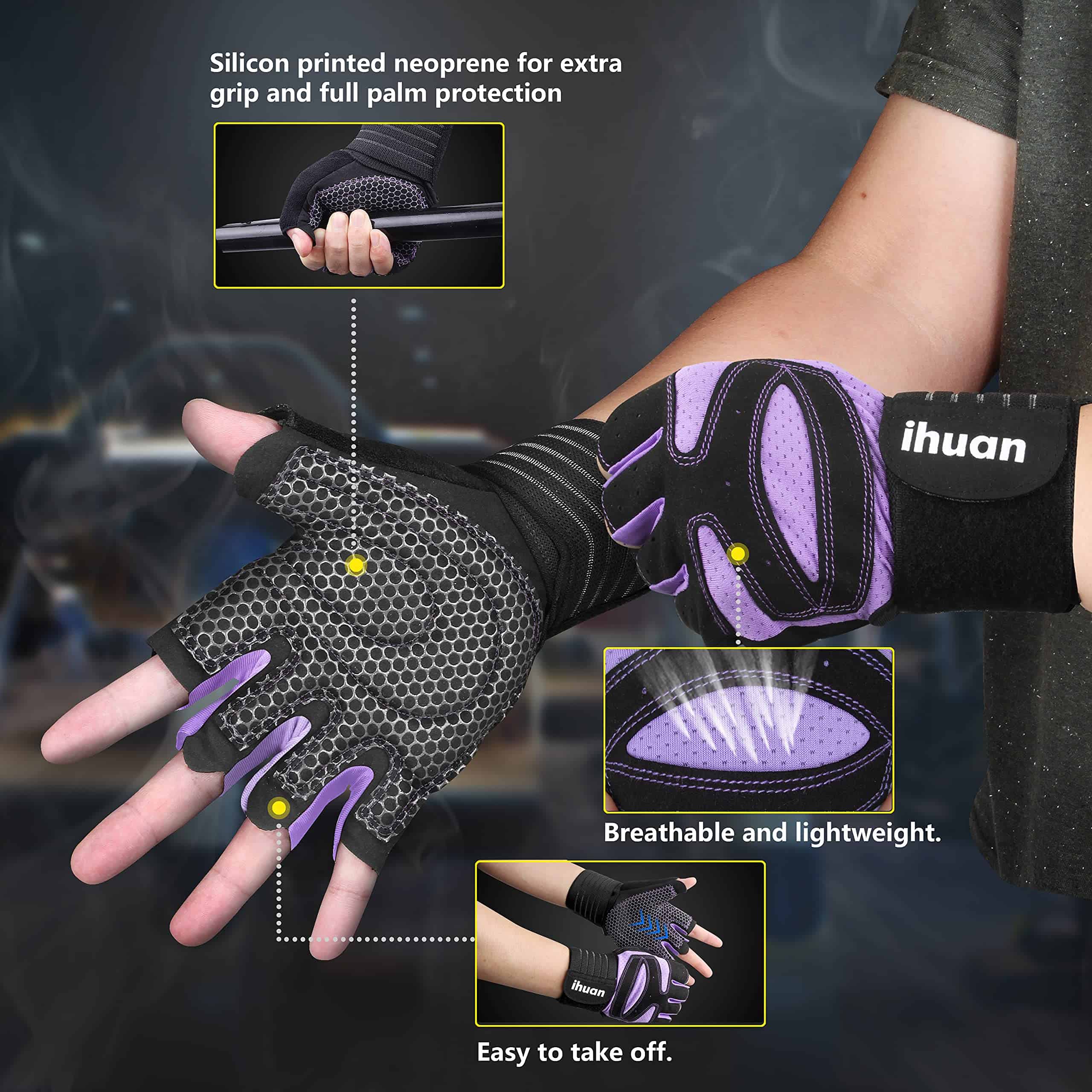 Guantes de entrenamiento para gimnasio con -Morado - Imagen 3
