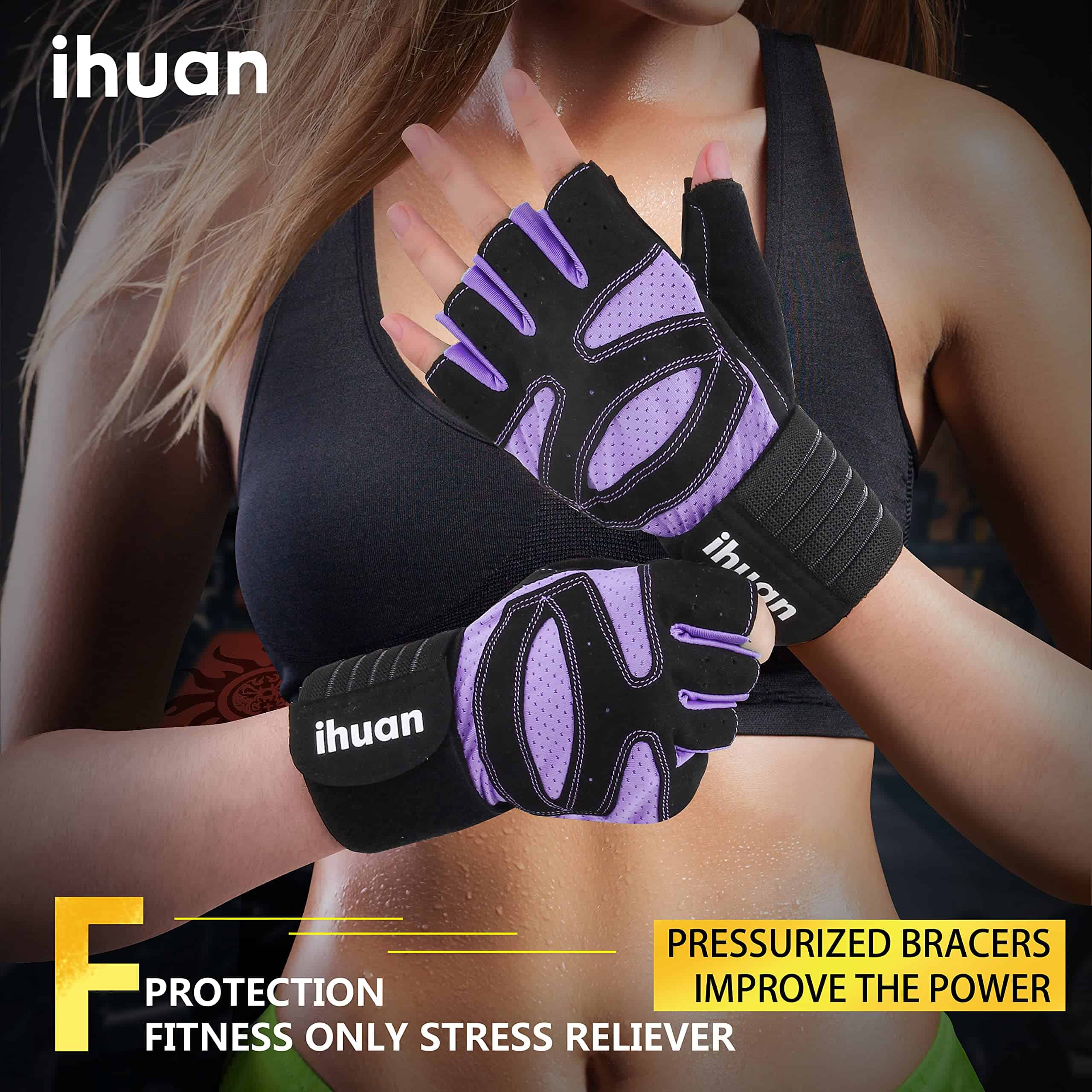 Guantes de entrenamiento para gimnasio con -Morado - Imagen 6