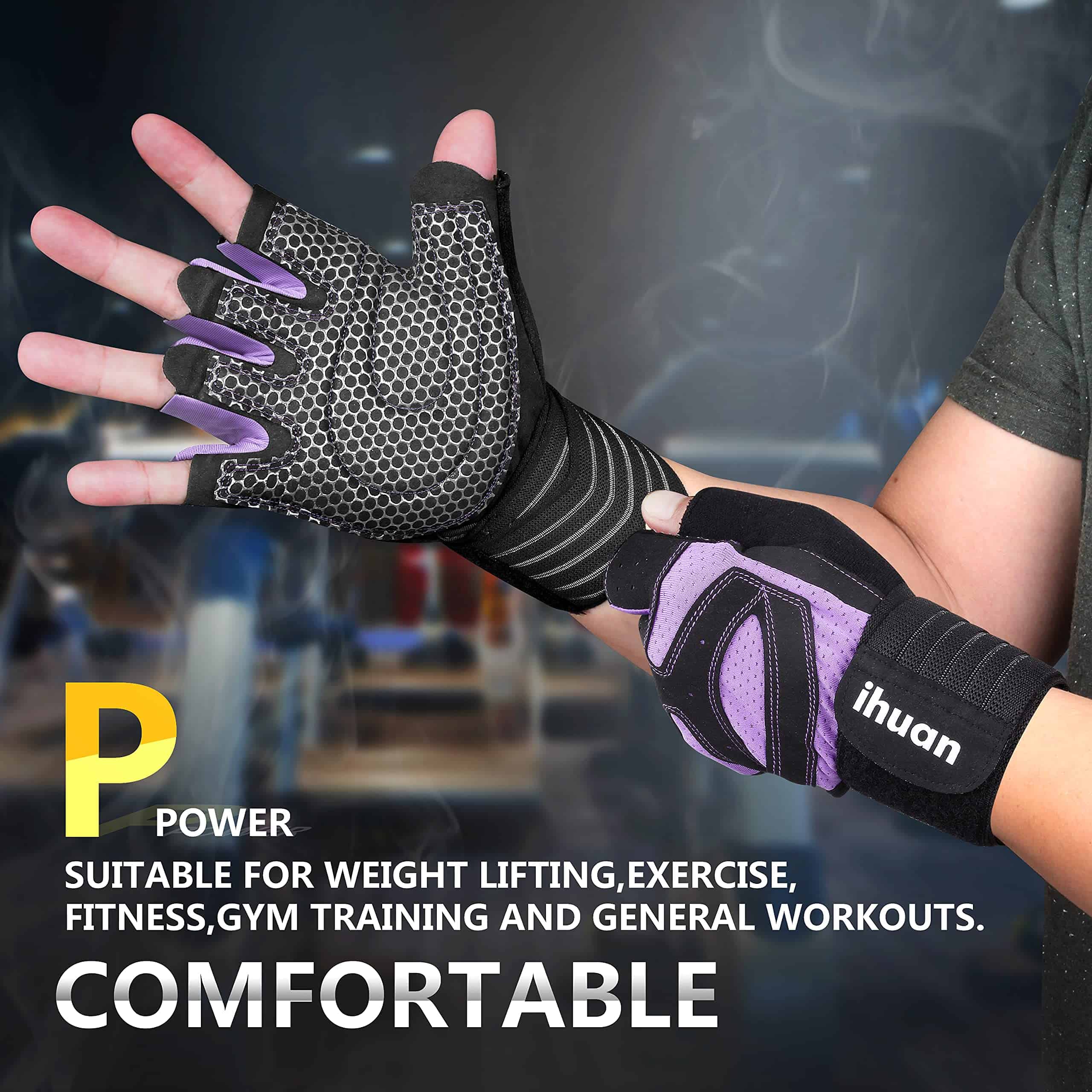 Guantes de entrenamiento para gimnasio con -Morado - Imagen 4