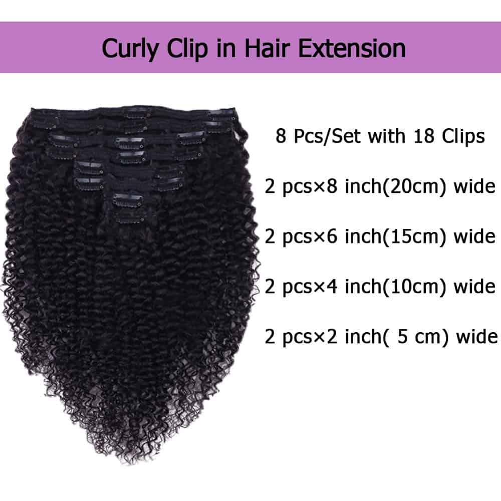 Extensiones de Cabello Rizado Clip In Cabello Humano 3C 4A - Imagen 4