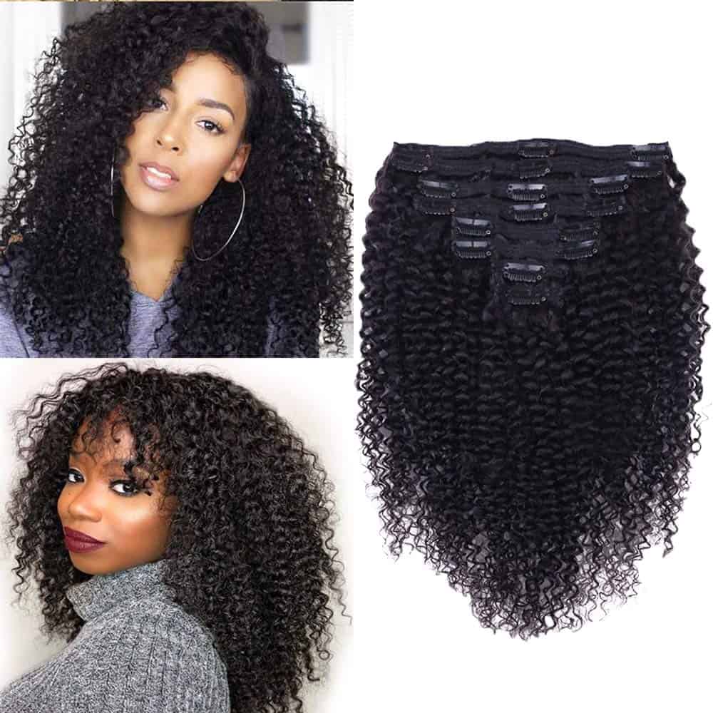 Extensiones de Cabello Rizado Clip In Cabello Humano 3C 4A