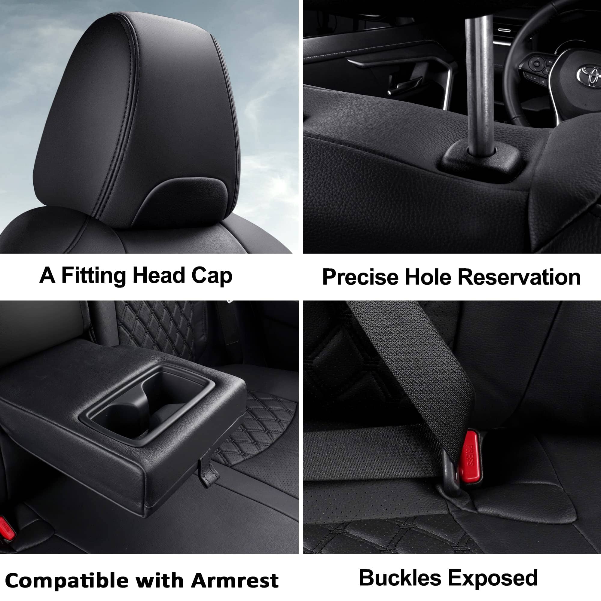 Cubiertas de asiento de carro de cuero PU GIANT PANDA juego - Imagen 7