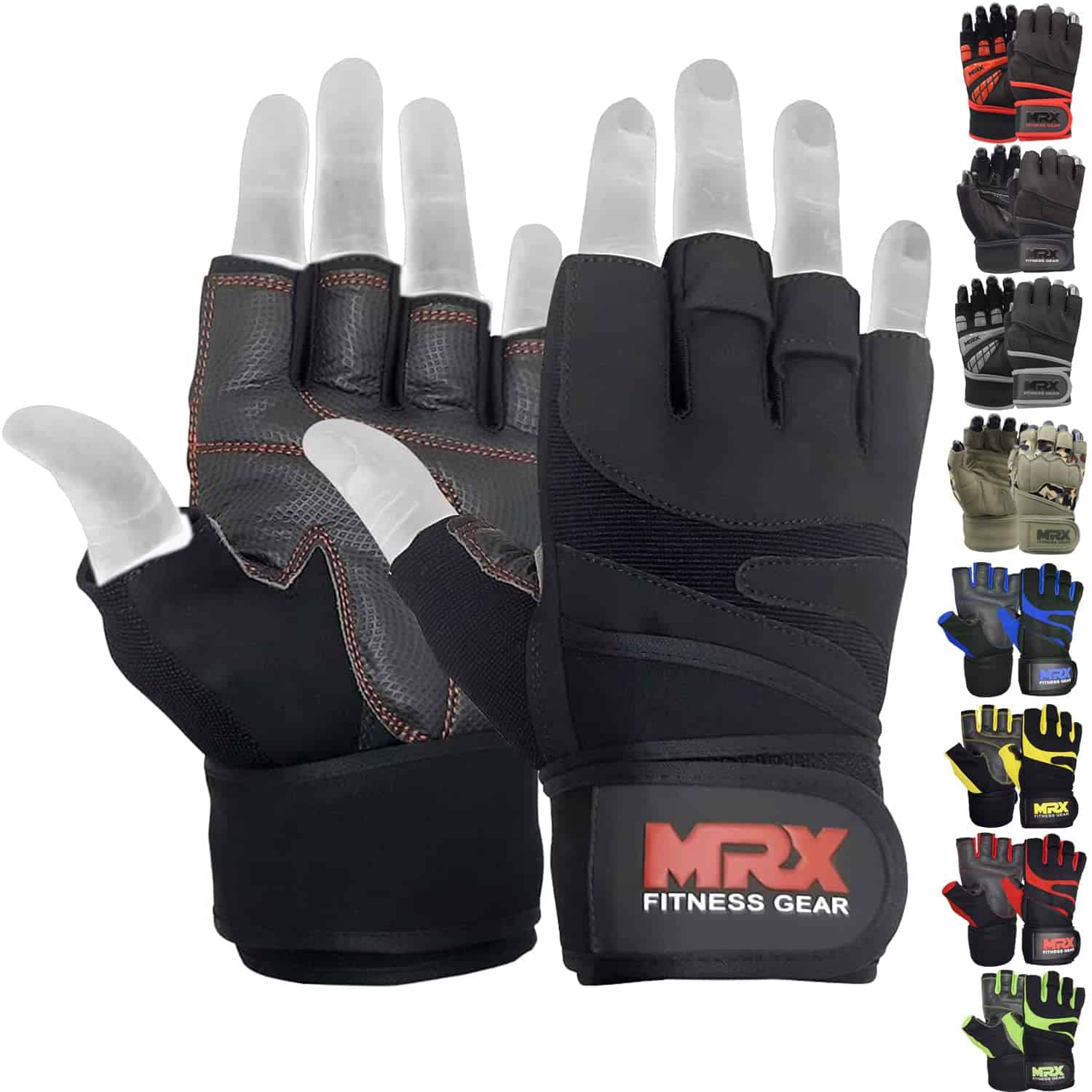 Guantes de levantamiento de pesas MRX para -Negro completo