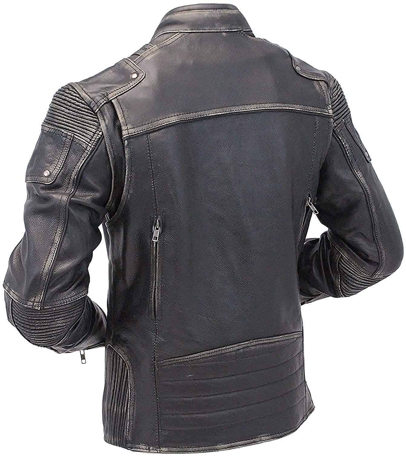 Chaqueta de Cuero para Moto UGFashions Vintage Brando Caf� - Imagen 4