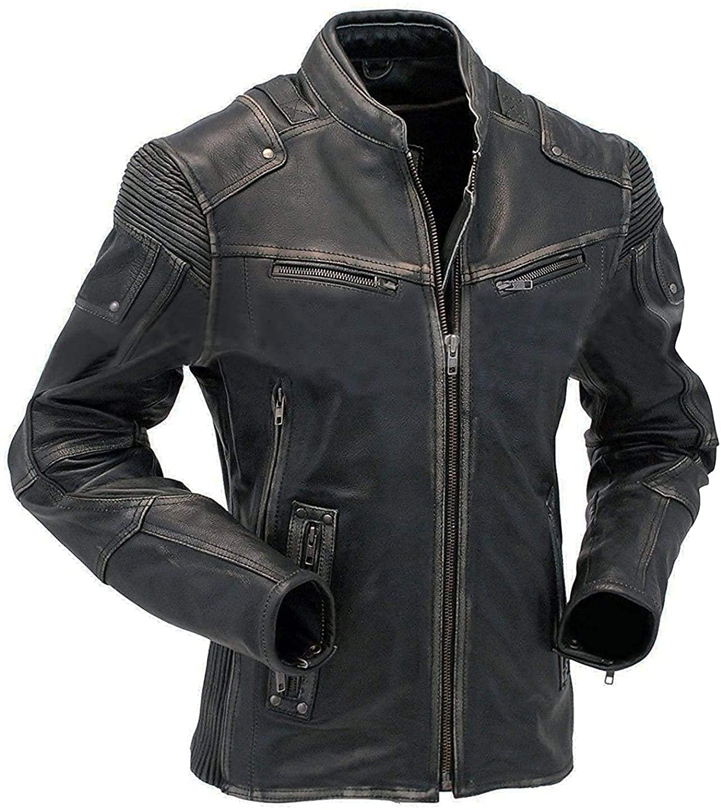 Chaqueta de Cuero para Moto UGFashions Vintage Brando Caf�