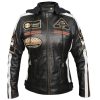 Chaqueta retro estilo motociclista con capucha para mujeres